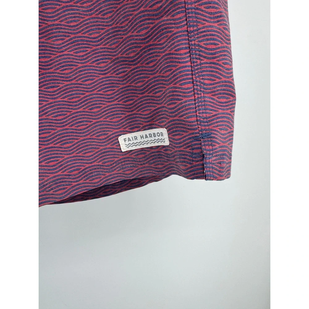 Fair Harbor Mens Red Navy Wave Print Board Shorts Swim Trunks Size 30